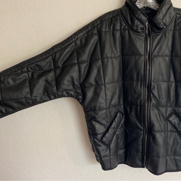 NWT We The FREE PEOPLE Black Vegan Leather Jacket Msrp $198 SZ SMALL - Picture 7 of 7